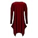 WearLove Women Asymmetrical Loose Long Sleeve Pockets Tunic Shirt Dress Wine Red L