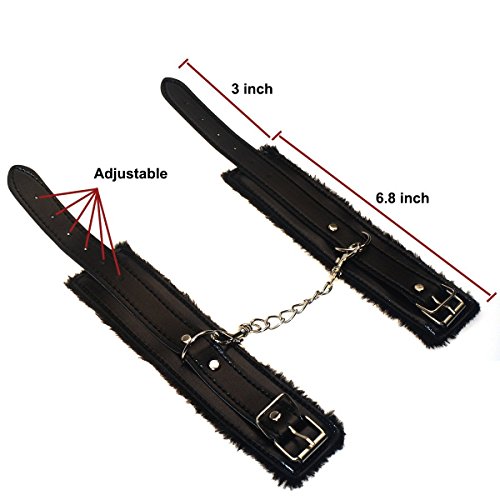 Fashion Leather Handcuffs Cuffs Adjustable Plus Sleeping Mask Set (Pink) (Black)