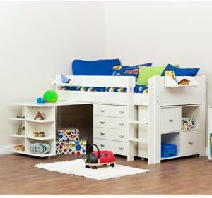 Stompa Uno 1a Mid Sleeper Bed With Desk 1 X Cube Unit And 4
