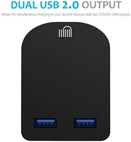 AMO Black Foldable Charger High-speed Dual USB wall adapter USB-A Ports Compact Travel Charger Compatible For iiPhone/i Pad/i Pod/Samsung Galaxy Tab/HTC/Tablet etc - Image 5