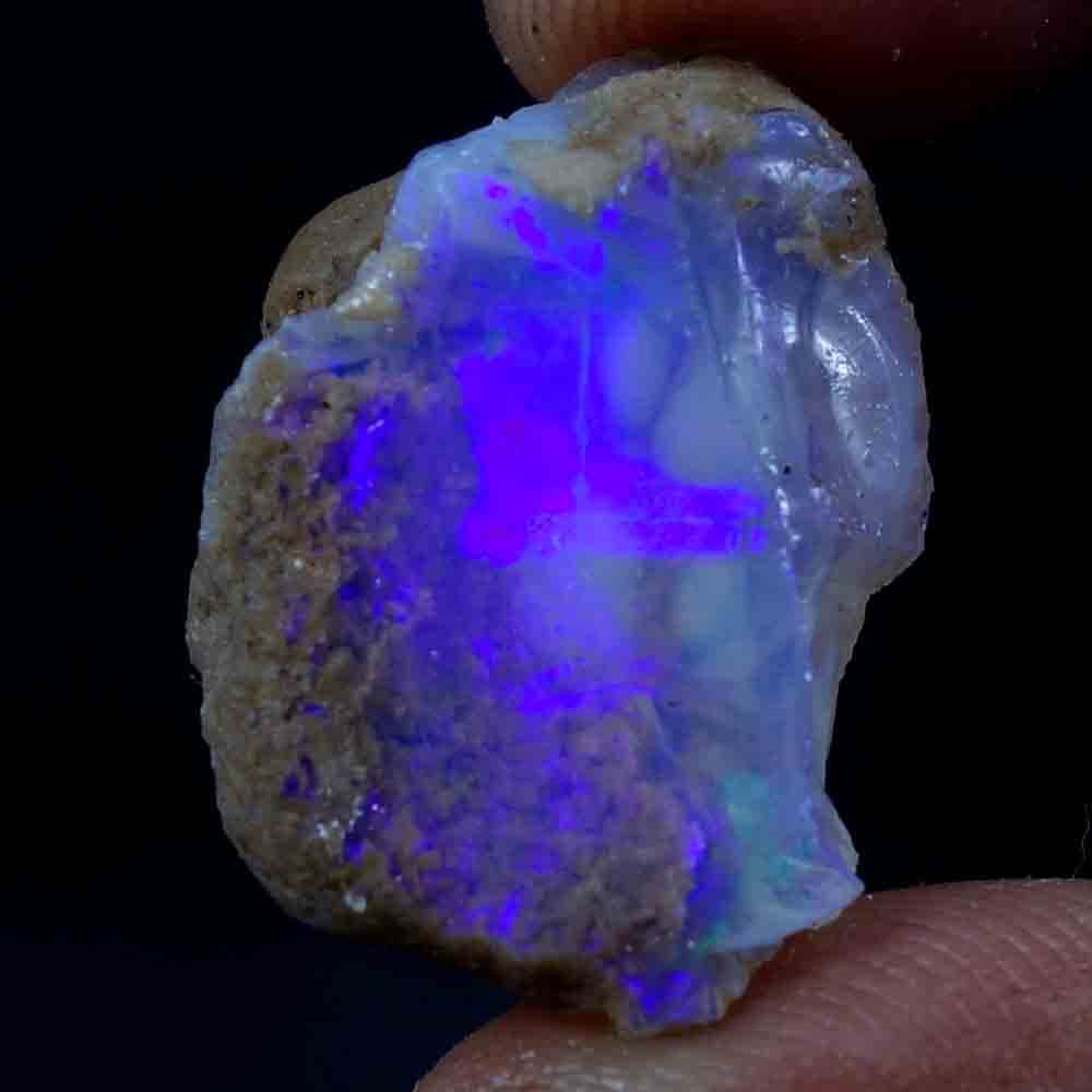 Krishna Hai 22.55 Cts Ultra Fire Black Ethiopian Opal Rough Stone, Natural Opal Rock Crystals Gemstone, Jewelry Making Supplies, Chakra Healing Stone, Birthday Gift, Crafts & DIY, Wire Wrapping Crystals Size-16X25X11 MM