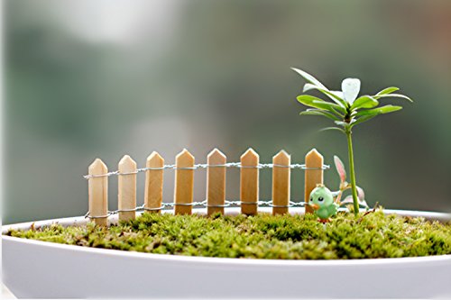 Funnylive 10 Pcs;Outdoor Garden Fantasy Small Wooden Fence Flexible DIY Decorated Short Wooden Picket Fence for Miniature Garden Decoration - Thumbnail 4