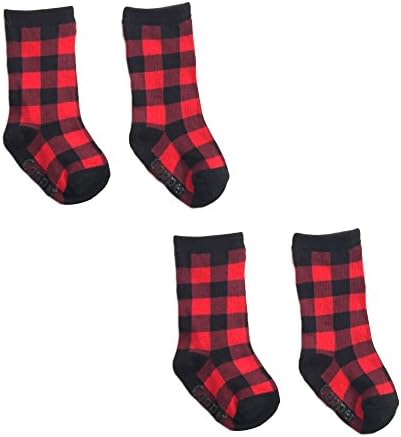 Copper Robin Kids 2 pack Tall Red and Black Buffalo Plaid Patterned Tall Long Socks 2017 (0-6 Months)