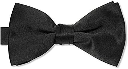 AK Beauty Mens Satin Bow Tie Pre-Tied Tuxedo Bow Tie Adjustable Length One Size (Black)