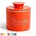 Sweese 304.106 Porcelain Butter Keeper Crock - French Butter Dish - No More Hard Butter - Perfect Spreadable Consistency, Orange