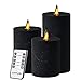 smtyle Halloween Black Flameless Taper Candles Home Decor Set of 3 Battery Operated with 3D Flame Wick Flickering LED Light for Candlesticks 0.86 x 8inch