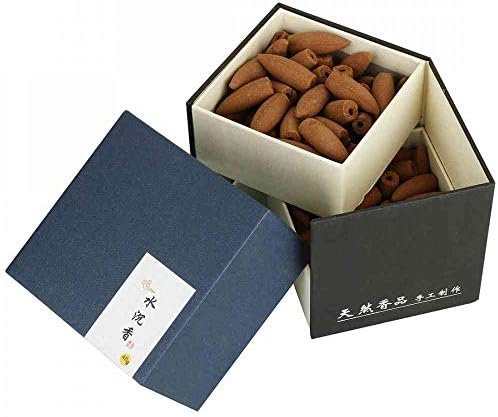 OUYEE 120PCs Eaglewood Backflow Incense Cones Box Aromatherapy Backflow Incense Natural Fragrance Bullet Tower Cone Scents for Backflow Incense Burner