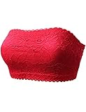 Luna Flower Women's Strapless Non-Padded Bandeau Floral Lace Tube Bra Tops