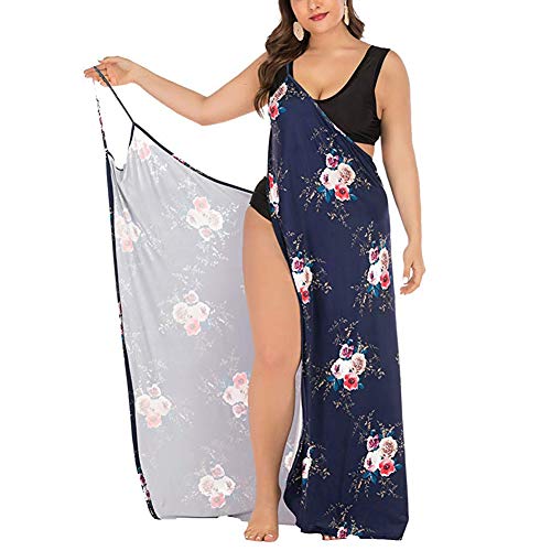 JOYORUN-Damen-V-Ausschnitt-Lang-Kleid-Sommer-Strand-Wickelkleid-Bademantel-Handtuch-Reise-Spa-Schwimmen-Grosse-Groesse