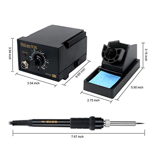 KinCam ESD Safe Soldering Iron Station with 2 Pack Solder Wire, Solder Holder and 5 Pcs Soldering Iron Tips, Anti-Static,Temperature Adjustable,Black