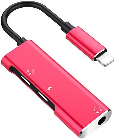 audio dual headphone adapter.2in-1 3-in-1 audio adapter,iphone dongle charge for the Apple headset supports call volume adjustment. Support iphone 7/7P/8/8P (pink) (3in1-pink)
