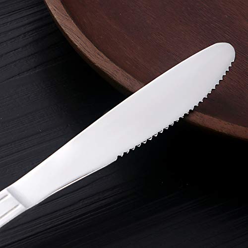 Dinner Knife Cutlery Set 8-Inch Stainless Steel Tableware for BBQ Weddings Dinners Parties, BUY&USE Silver Set of 12