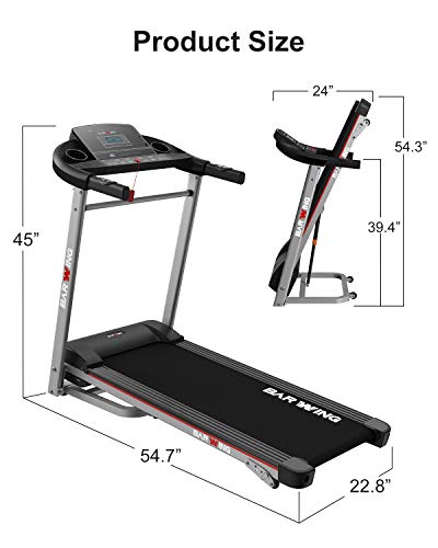 BARWING Electric Folding Treadmill Walking and Running Machine, Cardio Fitness Exercise Equipment with Wider Belt, Easy Assembly and Move - Thumbnail 5