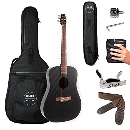KLOS Full Size Guitar, Durable Carbon Fiber Acoustic Guitar Black