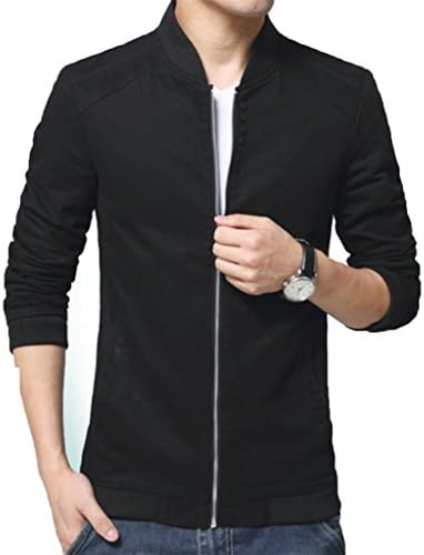 Kjdshwa Men's Long Sleeve Lightweight Breathable Jacket Casual Wear(Black,M size)
