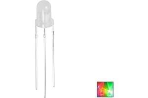 OTHMRO 10Pcs 5mm Red & Green LED Lights, Round Bi-Color LED Diodes Common Cathode, White Lens, 3 Pin RGB Electronics Components Lighting Bulb Lamps, 20MA 1.8-3.4V, Luminous Angle/Flux 30°/10lm