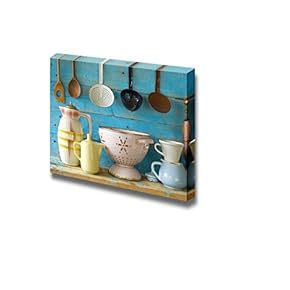 Various Vintage Kitchen Utensils Wall Decor Wood Framed