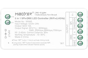 MiBOXER SPIW5 5 in 1 SPI+DMX LED Controller (WiFi+2.4G), SPI Series