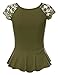 JJ Perfection Women's Solid Crew Neck Laced Cap Sleeve Flared Peplum Top