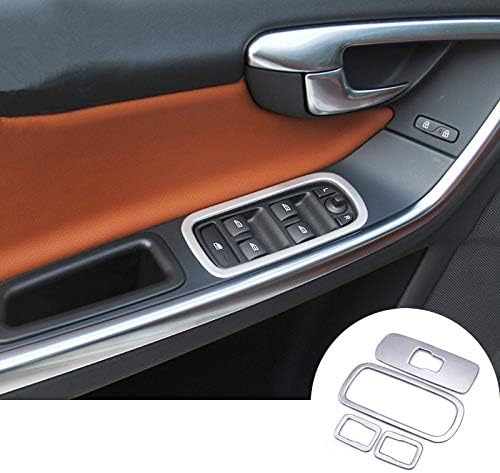 Stainless Inner Car Door Window Switch Button Frame Trim Cover 4pcs