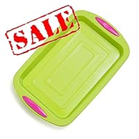 KeepingcooX Rectangular Cookie Baking Sheet/Jelly Roll Pan Set Nonstick - Non-Stick Silicone Commercial Bakers Tray Pan With Handles, 10.83 x 7.28 x 1.18 In