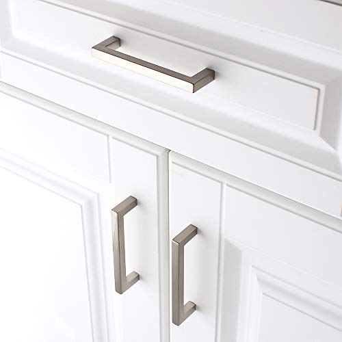 Koofizo Solid Square Bar Cabinet Handle - Nickel Furniture Pull, 5 Inch/128mm Screwhole Distance, 10-Pack for Kitchen Cupboard Door, Bedroom Dresser Drawer, Bathroom Wardrobe Hardware