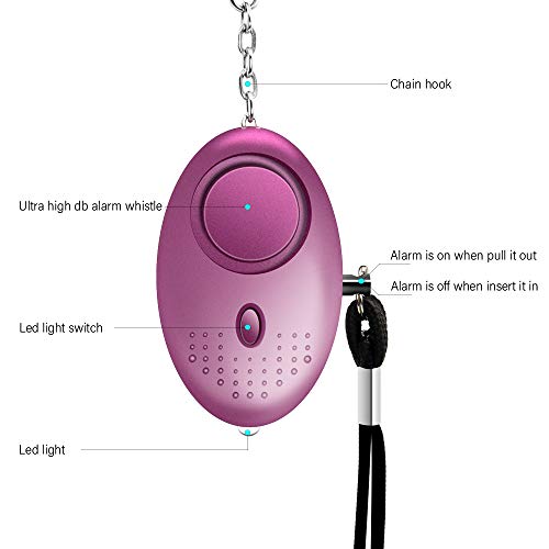 Sonkir Personal Alarm, 5 Pack 130dB Safesound Personal Alarm Keychain, Emergency Self Defense Electronic Device with LED Light for Women Kids and Elderly