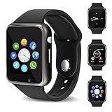 Smart Watch - 321OU Touch Screen Bluetooth Smart Wrist Watch Smartwatch Phone Fitness Tracker SIM SD Card Slot Camera Pedometer iPhone iOS Samsung LG Android Women Men Kids (Black)