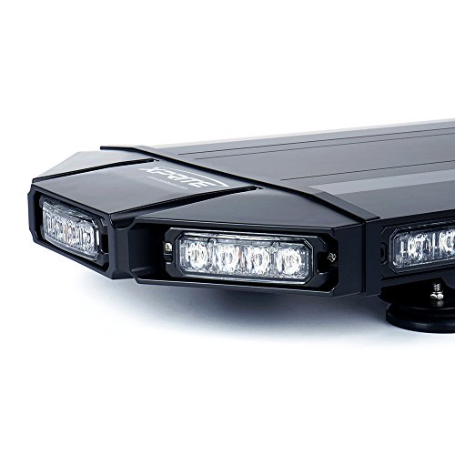 Xprite White Amber Black Hawk 27" Professional LED Stealth Low Profile Roof Top Strobe Light Bar