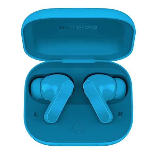 Audífonos Moto Buds Bass, cancelación de Ruido Inteligente, ultraligeros y Repelente al Agua Azul