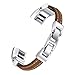 bayite Leather Bands Compatible Fitbit Alta and Alta HR, Adjustable Metal Buckle Leather Wristband, Brown Large 6.7