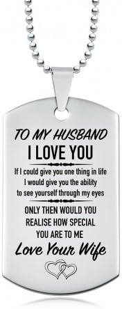 Personalised Jewellery Ltd to My Husband, from Your Wife I Love You Dog Tag