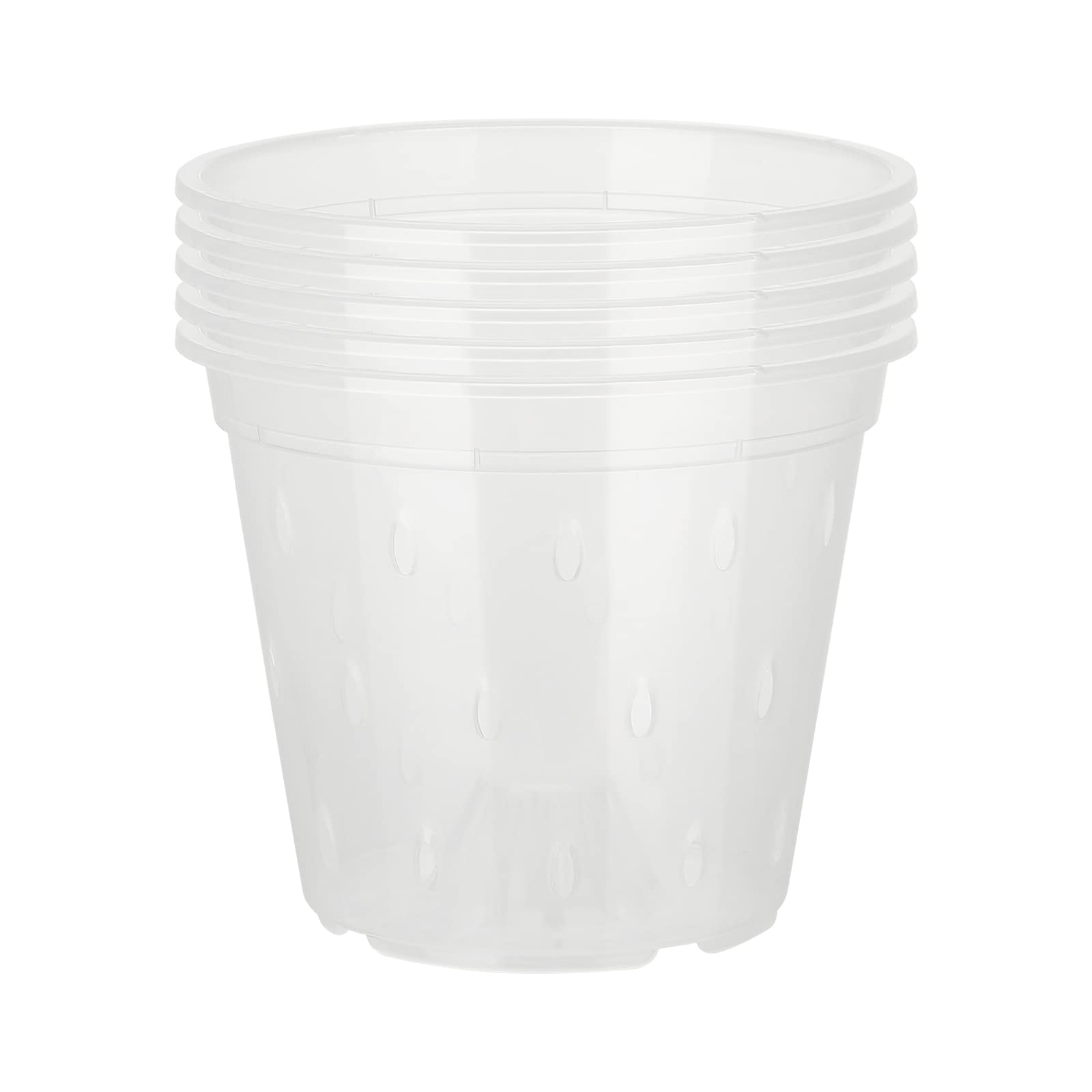 5 Pack Clear Orchid Pots with Holes and Saucers, 5/6/7 Inch Orchid Planter Pot for Repotting,Clear Plastic Plant Pot,Plastic Flower Nursery Pots for Indoor Outdoor Plants Herbs(17.2cm,with tray)