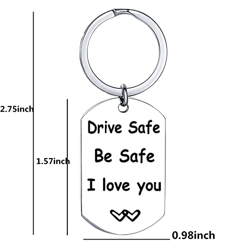 Rmikaly Drive Safe I Love You Funny Metal Keychain Gift Girlfriend Boyfriend Husband Wife Couple Key Ring Keychains for Valentine, Mother’s Day, Father’s Day, Christmas, Anniversary