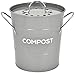 Spigo Indoor Kitchen Compost BIN, Great for Food Scraps, Includes Charcoal Filter for Odor Absorbing, Removable Clean Plastic Bucket, Handles, Durable Stainless Retro Design, 1 Gallon, Grey