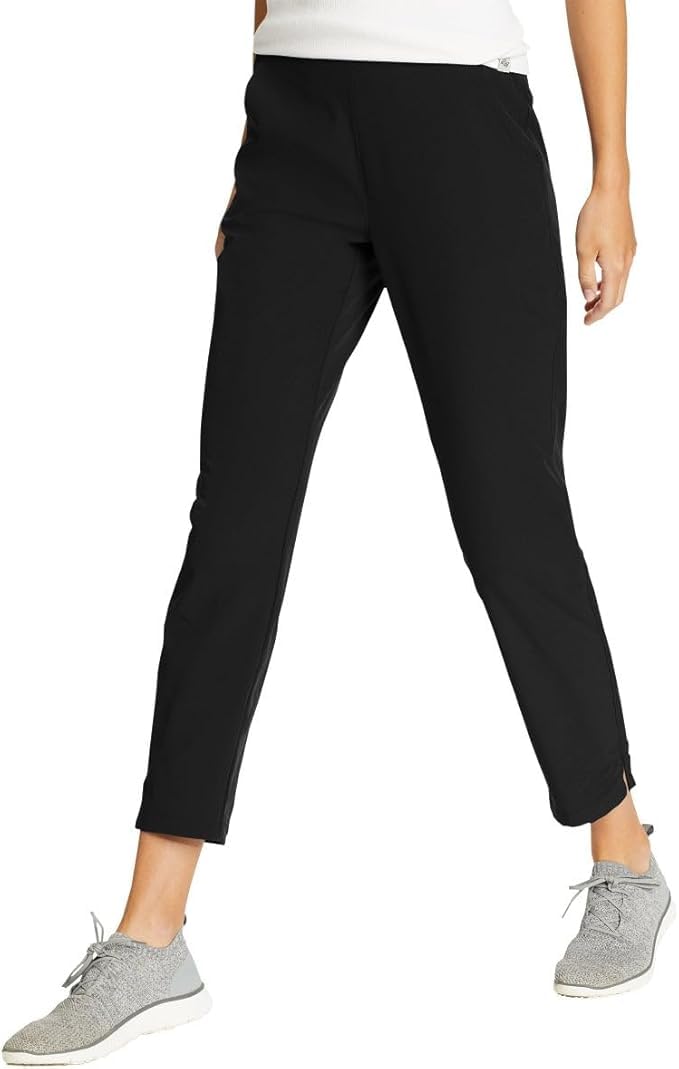 Photo 1 of Eddie Bauer Travel Pants Women - Lightweight Elastic Waistband Ankle Pants (Black, XXL)