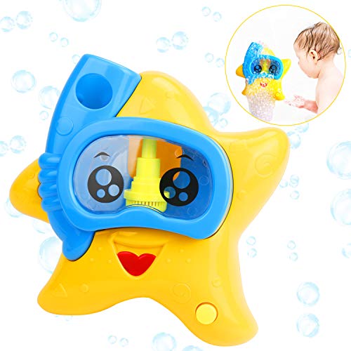 Baby Bath Toys Bubble Machine Bathtub Toys Starfish Bubble Maker for Toddler Kids 6-12 Months 1 2 3 4 5 6 Years Old Boys Girls Make Happy Bubble Bath Time Gift Choice