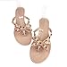 Luobote Women Stud Flat Flip-Flops Rivet Bow Sandals Beach Jelly Slip On Thong Shoe Nude