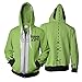 Unisex Invader Zim Hoodie Halloween Costume Cosplay Mens Casual Hooded Zip Up Pullovers Green