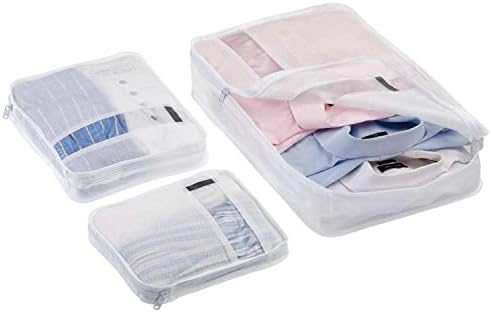 Sentik Set Of 3 Suitcase Organiser Tidy Case Luggage Packing Travel Cubes (White) White