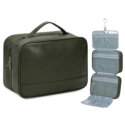 Photo 1 of WANDF Travel Toiletry Bag for Men & Women, Dopp Kit Shaving Bag with 4 Compartments Travel Organizer Bathroom Bag(Green)