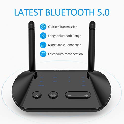 Bluetooth Transmitter Receiver, Boltune Bluetooth 5.0 aptX HD Low