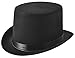NJ Novelty - Black Felt Top Hat, Costume Dress Up Party Hat + White Band