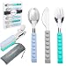 Stainless Steel Kids and Toddler Utensil Set - UpwardBaby Original Interlocking 6 Piece Set - Quick Self Feeding Silverware Flatware with Bag Included for School Lunchbox - See Video Demonstration
