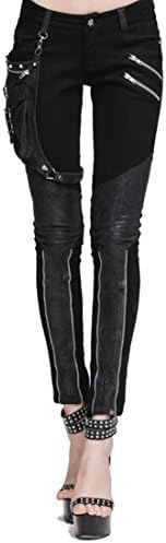 Kulee Punk Women Patchwork Small Bag Motorcycle Stretchy Pencil Leggings