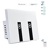 BENLINK Smart Light Switches Touch Remote Timing Function with Smartphone Compatible with Alexa and Google Home Glass Panel Light Switches (2 switches in 1 gang box)