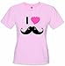 I Love Mustache Girl's T-Shirt #1408