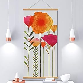 Hanging Poster Wooden Framed Beautiful Flowers Theme Home Wall Canvas Prints Ready to Hang - 18"x36"