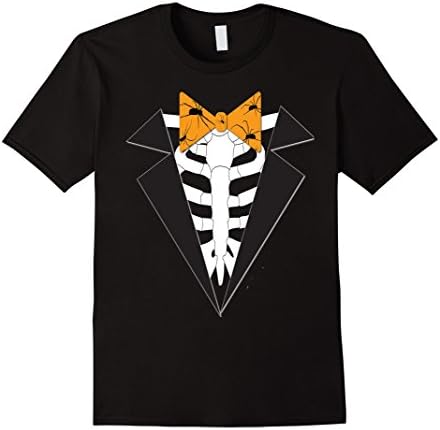 Men's Halloween Tuxedo Skeleton Bowtie Funny Costume T-Shirt XL Black