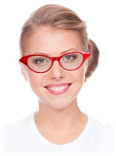 Costume Adventure Red Cat Eye Costume Glasses 50s Retro